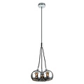 Suspension Fantasia Rogodo à 3 boules en verre gris fumé, cadre or rose, 3x E14, diamètre 340 mm