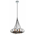 Fantasia Rogodo pendant lamp with 7 glass balls in rose gold with black glass, 7x E14, adjustable height