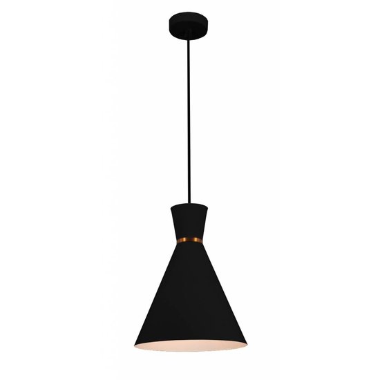 Fantasia cone pendant lamp in black plastic, diameter 25 cm, height adjustable up to 154.5 cm, E27 fitting, bulb not included