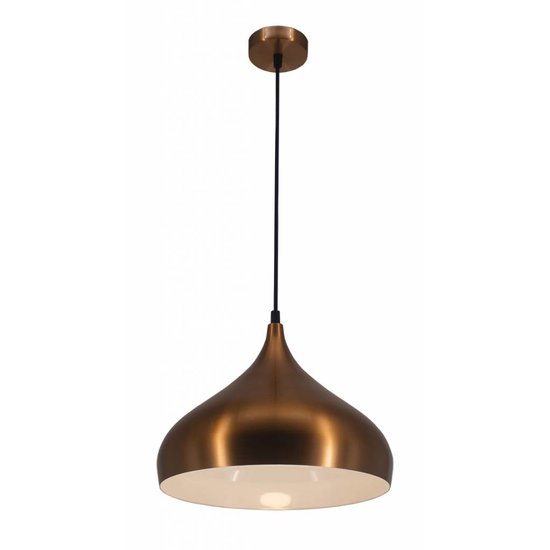 Fantasia RONIN drop-shaped pendant lamp in coffee brown metal with gold interior, Ø42 x H30 cm