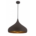 Fantasia RONIN drop-shaped pendant lamp in coffee brown metal with gold interior, Ø42 x H30 cm