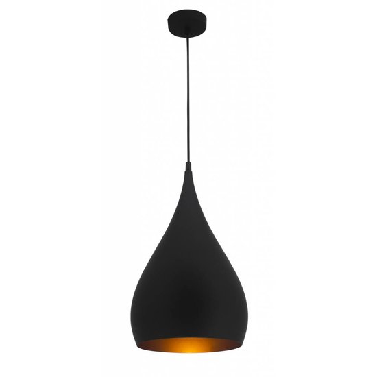 Fantasia RONIN hanglamp in druppelvorm, koffiebruin metaal met gouden binnenkant, Ø25 x H40 cm