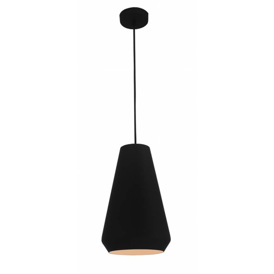 Fantasia pendant lamp with conical shade in black metal and E27 fitting, diameter Ø20 cm, drop height up to 155.5 cm