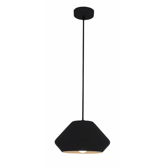 Fantasia conical pendant lamp in black metal, 240mm diameter, 1377mm total height, E27 socket, bulb not included