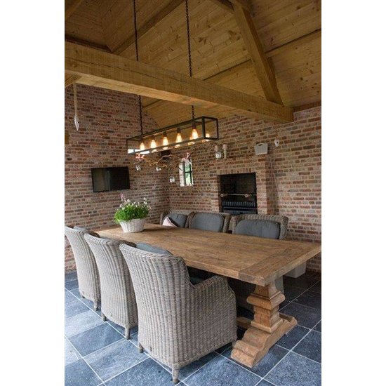 Authentage Lámpara colgante estilo country cristal cadena 150cm largo E27x5