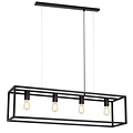 Fantasia Kago hanglamp met 4 E27-fittingen, staal in oud koper, ruggine en zwart, 100 x 25 cm, verstelbare kabels