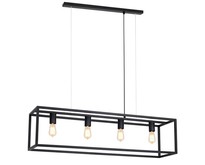 Fantasia Kago hanglamp met 4 E27-fittingen, staal in oud koper, ruggine en zwart, 100 x 25 cm, verstelbare kabels