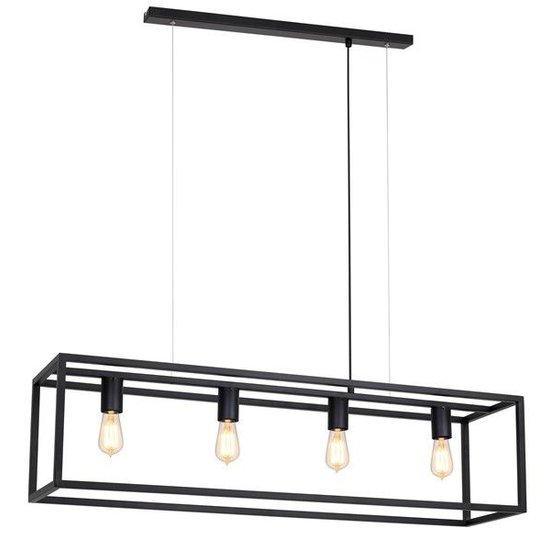 Suspension Kago Fantasia, acier, finition ruggine/cuivre/noir, 100 cm de large, 4x douille E27, IP20