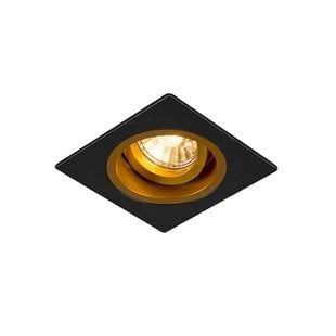 Recessed spotlight square black gold GU10