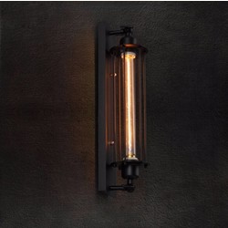 Vintage wall lamp black with glass