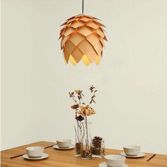 Flower pendant light wood 25 cm diameter
