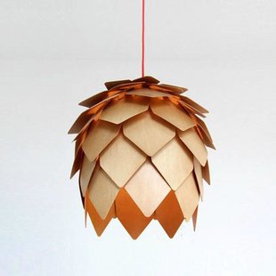 Flower pendant light wood 25 cm diameter