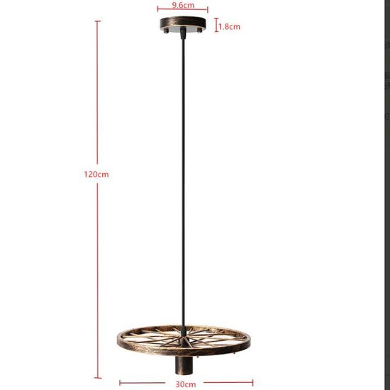 Luminaire suspendu vintage avec 6 roues pour éclairage LED