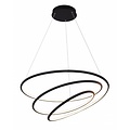 Fantasia BOA suspension LED, spirale en métal/plexi noir, Ø730mm, 88W LED intégrée, 3080 lumens, 3000K blanc chaud, dimmable