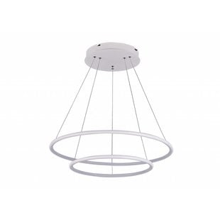 Lámpara colgante Annu de 2 anillos, blanca, 53W regulable, altura ajustable