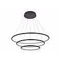 Fantasia Annu suspension avec 3 anneaux, noir, 80 cm, 99W LED 3000K, 6435 lumens, dimmable