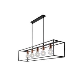 Eettafel hanglamp zwart met 5 lichtpunten