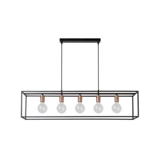 Lampe suspendue de table à manger noire avec 5 points lumineux