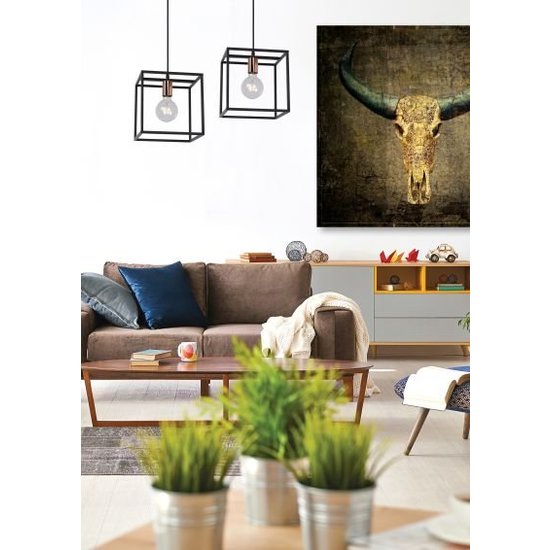 Kubus hanglamp zwart E27 lampvoet