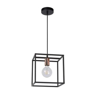 Cube hanging lamp black E27 lamp base