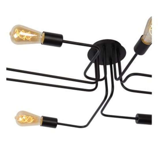 Plafondlamp met 8 armen zwart