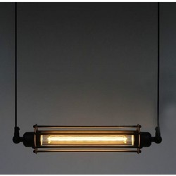 Lámpara colgante industrial negra de 440 mm de ancho con casquillo E27.