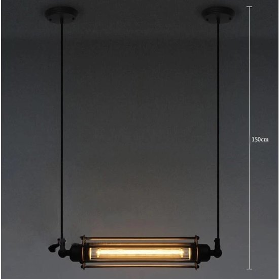 Lampe suspendue industrielle noire 440mm de large E27