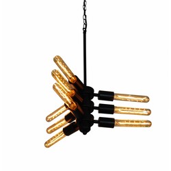 Helix triangle pendant light 9-light E27 black metal vintage