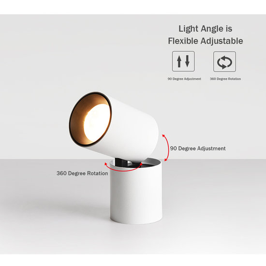 Lampe cylindrique 7W LED noir ou blanc dimmable