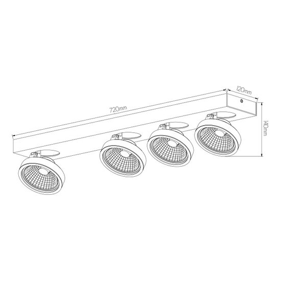 Deckenstrahler mit 4 x AR111 12W weiß oder schwarz