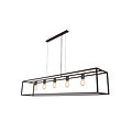 Hanglamp zwart of roest E27x5 1500mm lang