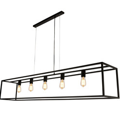 Kago hanglamp oud koper staal, 5x E27 fitting, 150 cm lang