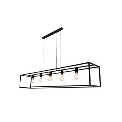 Lampe suspendue noire ou rouille E27x5 1500mm de long