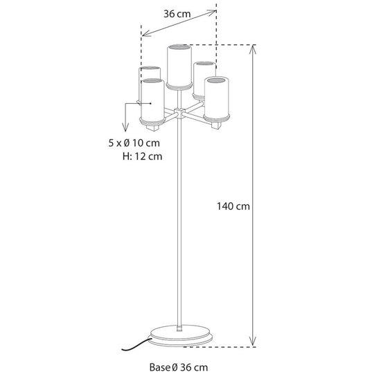 Authentage Lampe sur pied rurale chandelier bougies LED x5 140cm