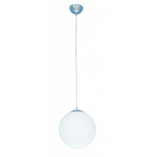 Hanglamp bol glas wit/geborsteld staal 300mm diameter 1200mm hoog