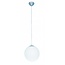 Hanging lamp ball glass white/brushed steel 300mm diameter 1200mm high