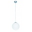 Lámpara colgante bola cristal blanco/acero cepillado 300mm diámetro 1200mm alto