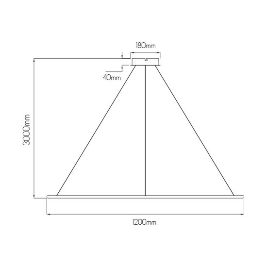 Circle lamp white or black 64 W LED 120 cm XXL cable 3 m
