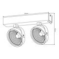 Dubbele plafondlamp zwart of wit incl. 2x AR111 12W 2700K 1386 lm