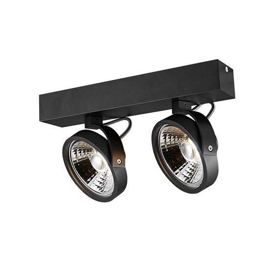 Fantasia Pulse-2 dubbele plafondlamp zwart, richtbaar, incl. 2x AR111 LED 12W 2700K 1386 lumen, dimbaar