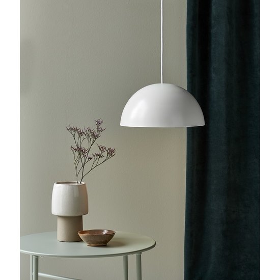 Lámpara colgante Ellen 40, pantalla en forma de cúpula de acero, diámetro 400 mm, casquillo E27, cable regulable hasta 2 m, blanco