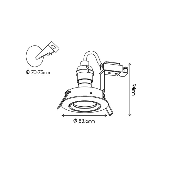 Spot encastrable GU10 sans lampe rond blanc, gris ou noir orientable