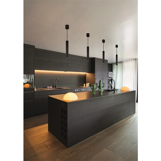 Fantasia Fantasia Lopal suspension noire, tube aluminium, LED 4W 360 lumens, 2700K blanc chaud, dimmable, IP20