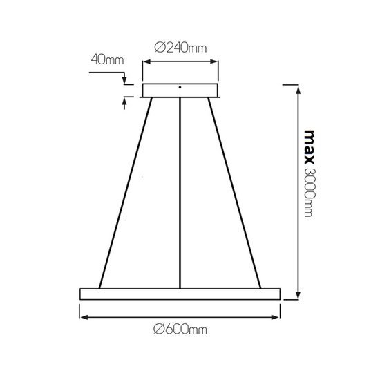 Hängelampen-Design, rund, LED, schwarz oder weiß, 54 W, 600 mm Ø, Licht nach oben und unten