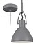 Indigo CID suspension, abat-jour conique en acier aspect béton 160mm, culot E27, gris mat/argent, ampoule non incluse