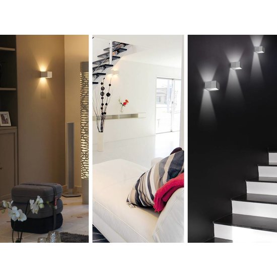 Indigo Wall lamp LED square 5W up/down 100mm wide - Ideal for creating a cozy atmosphere