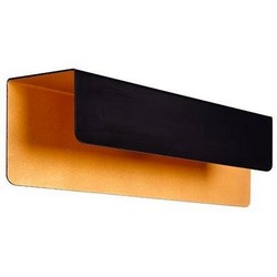 Wall lamp black gold rectangular 2xG9 down 340mm wide