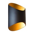 Applique Indigo Glam, design ovale, éclairage up-down, 250 x 200 x 108 mm, module LED 12W intégré, aluminium, noir-argent