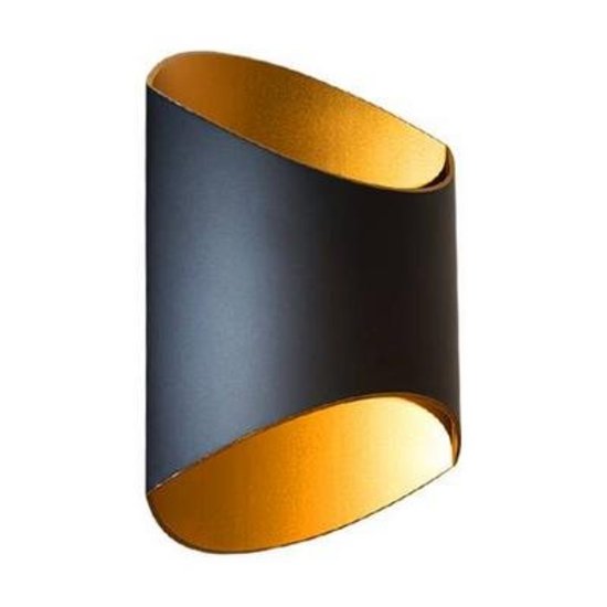 Indigo Glam wall lamp, oval design, up-down light, 250 x 200 x 108 mm, 12W LED module built-in, aluminum, black-silver