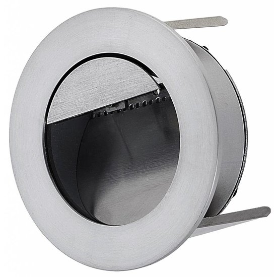 Aplique de pared Indigo, LED, empotrable, redondo, acero inoxidable 304, gris/plata, Ø92mm, profundidad 64mm, 1W, 56 lúmenes, 3000K blanco cálido